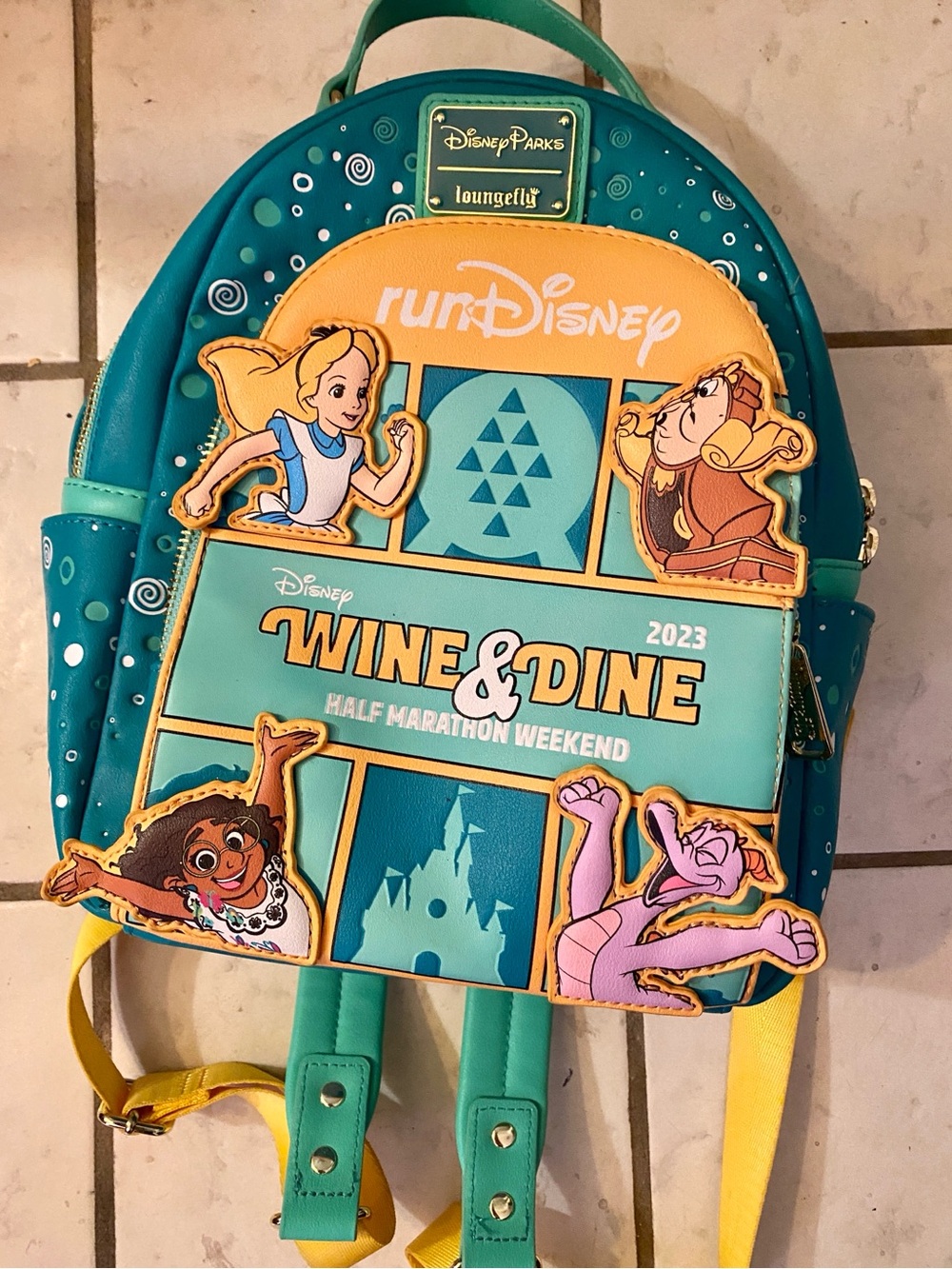 Loungefly Teal & Aqua Wine & Dine Half Marathon Weekend 2023 Mini Backpack